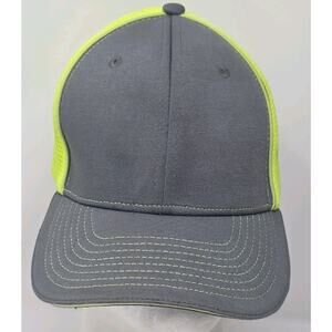 Wild Wear Truck Stuff Neon Yellow Gray Stretch Baseball‎ Hat Cap